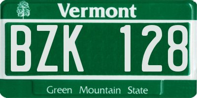 VT license plate BZK128