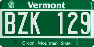 VT license plate BZK129