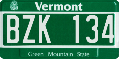 VT license plate BZK134