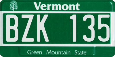 VT license plate BZK135