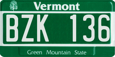 VT license plate BZK136