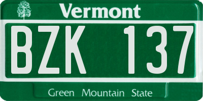 VT license plate BZK137