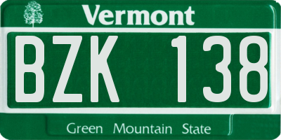 VT license plate BZK138