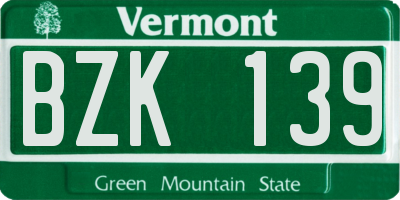 VT license plate BZK139