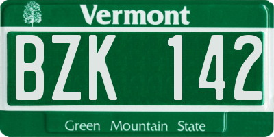 VT license plate BZK142