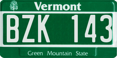VT license plate BZK143