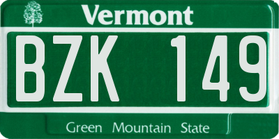 VT license plate BZK149