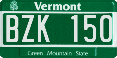 VT license plate BZK150