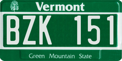 VT license plate BZK151