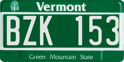 VT license plate BZK153