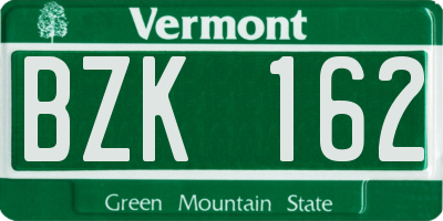 VT license plate BZK162