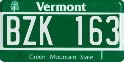 VT license plate BZK163