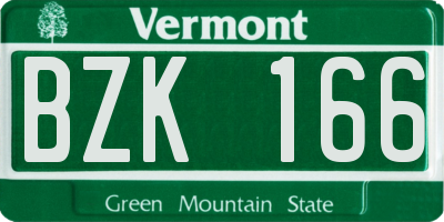 VT license plate BZK166