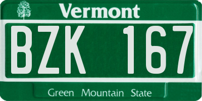 VT license plate BZK167