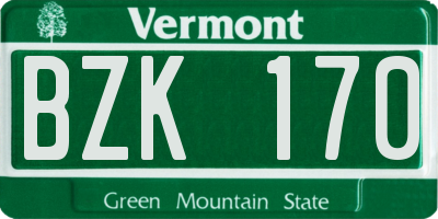 VT license plate BZK170