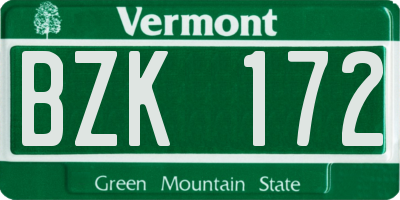 VT license plate BZK172