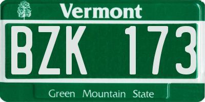 VT license plate BZK173