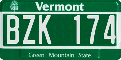 VT license plate BZK174