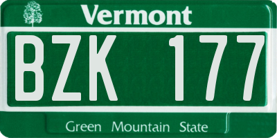 VT license plate BZK177