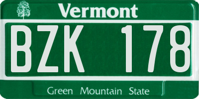 VT license plate BZK178