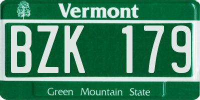 VT license plate BZK179