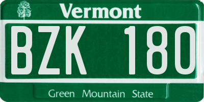 VT license plate BZK180
