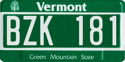 VT license plate BZK181