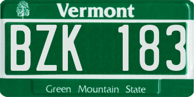 VT license plate BZK183