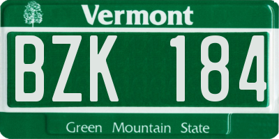VT license plate BZK184