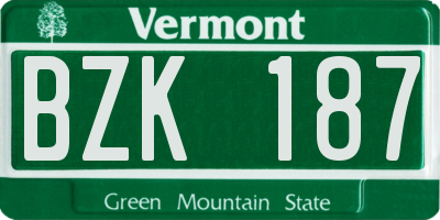 VT license plate BZK187