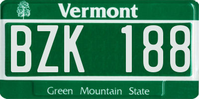 VT license plate BZK188