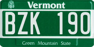 VT license plate BZK190