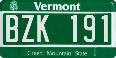 VT license plate BZK191