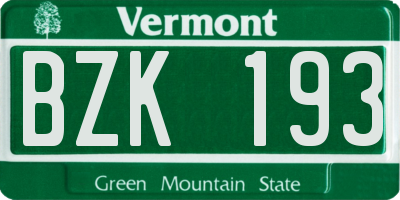 VT license plate BZK193