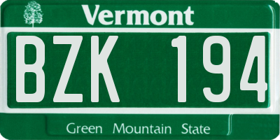 VT license plate BZK194