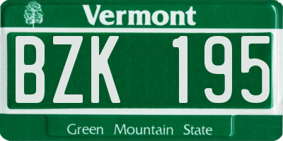 VT license plate BZK195