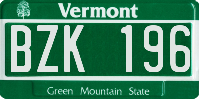 VT license plate BZK196