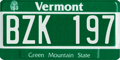 VT license plate BZK197