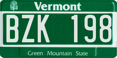 VT license plate BZK198