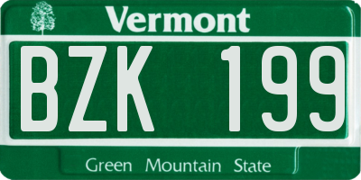 VT license plate BZK199