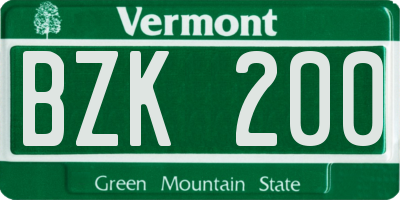 VT license plate BZK200