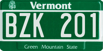 VT license plate BZK201
