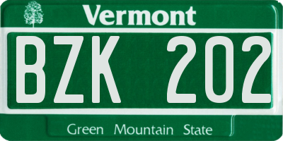 VT license plate BZK202