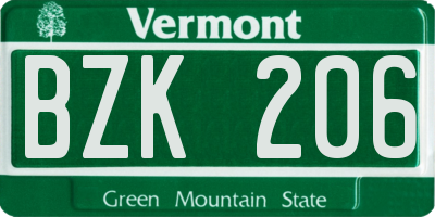 VT license plate BZK206