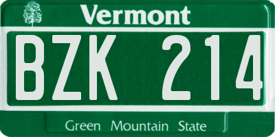 VT license plate BZK214