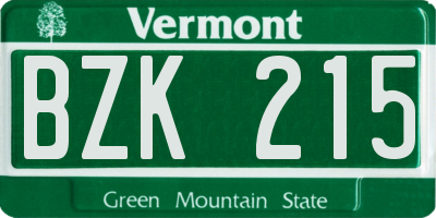 VT license plate BZK215