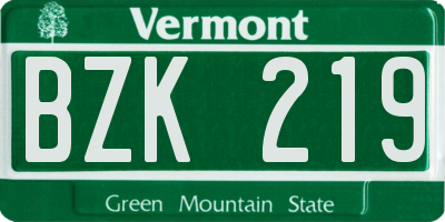 VT license plate BZK219