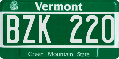 VT license plate BZK220