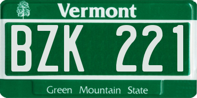 VT license plate BZK221