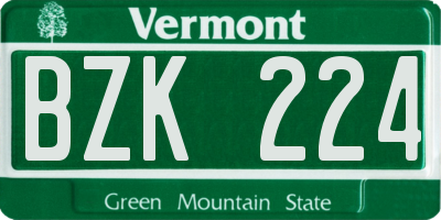 VT license plate BZK224